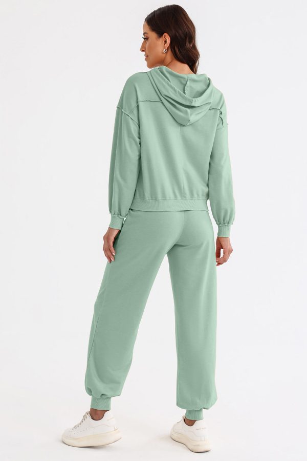 Cutout Drawstring Hoodie and Joggers Active Set Online - Image 3