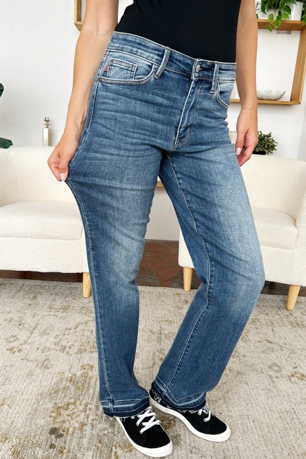 Judy Blue Full Size Mid Rise Release Hem Jeans Online Sale