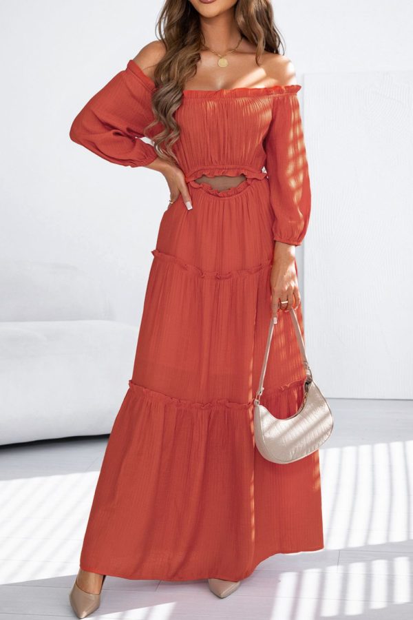 Cutout Frill Off-Shoulder Maxi Dress Online - Image 5