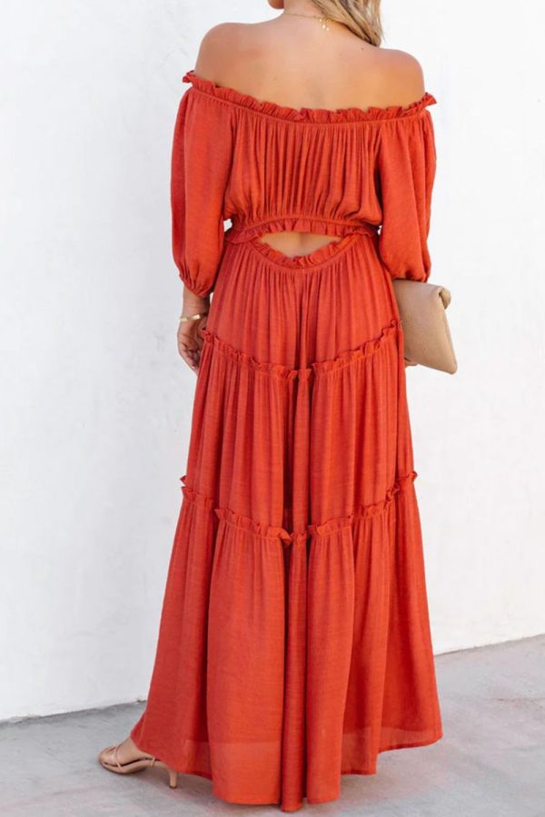 Cutout Frill Off-Shoulder Maxi Dress Online - Image 4