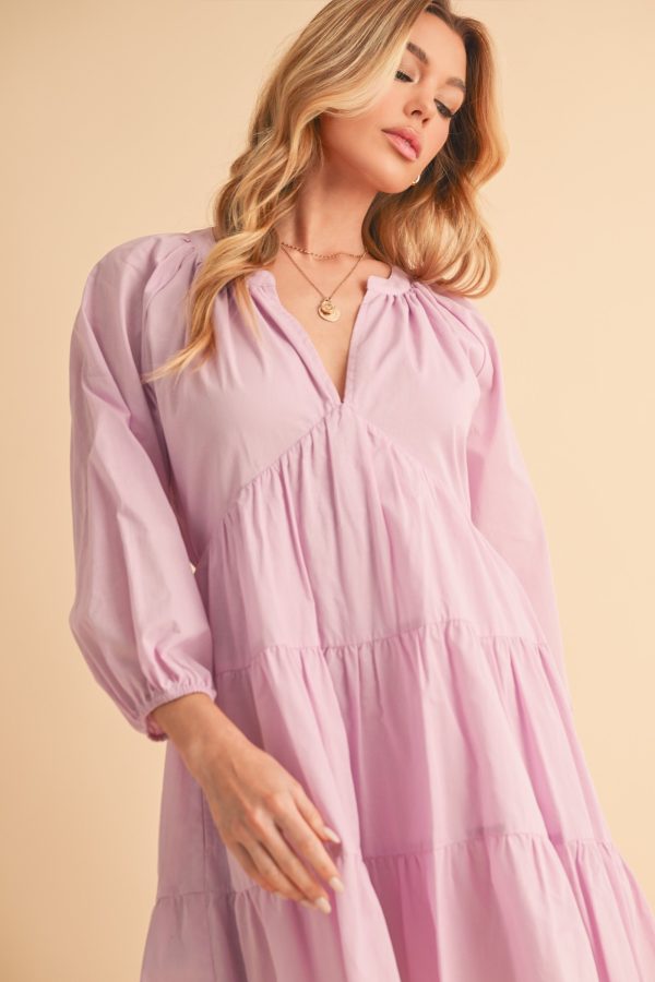 Aemi + Co Notched Balloon Sleeve Tiered Mini Dress Sale - Image 5