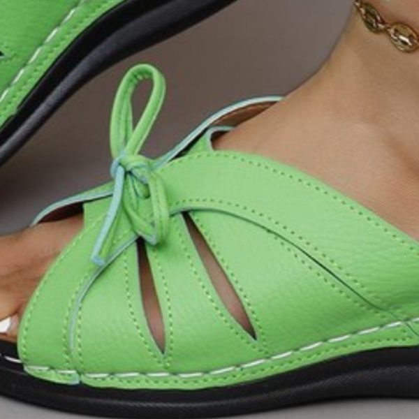 Tied Open Toe Low Heel Sandals Supply - Image 3