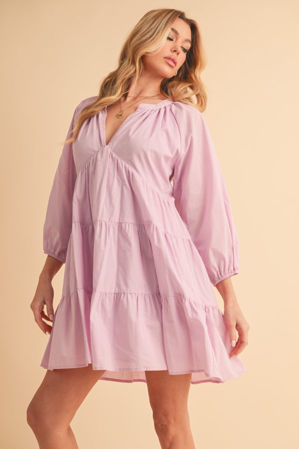 Aemi + Co Notched Balloon Sleeve Tiered Mini Dress Sale - Image 3