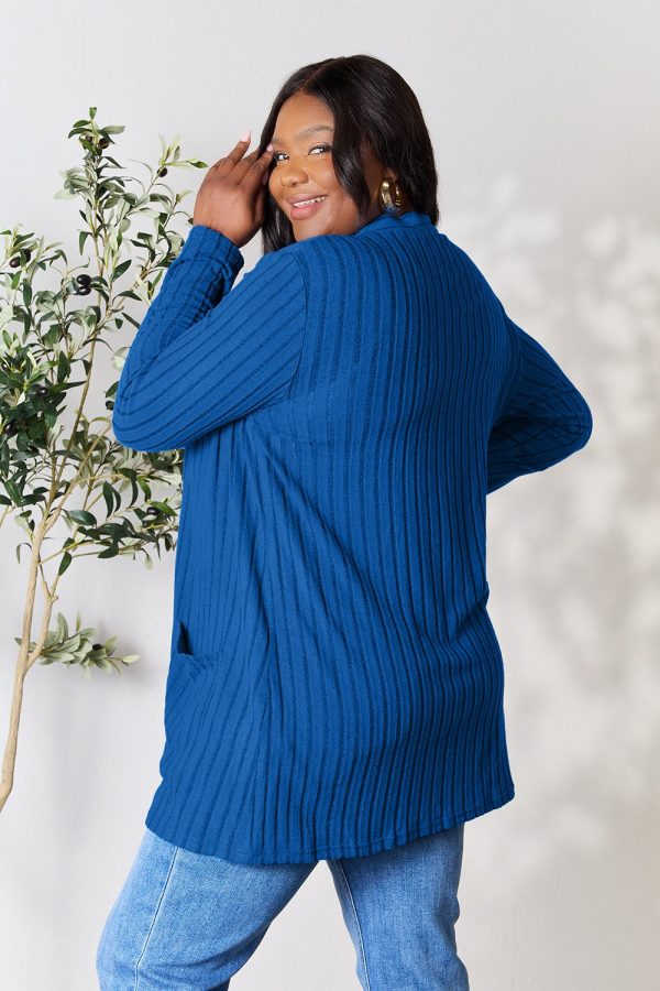 Basic Bae Full Size Ribbed Open Front Cardigan with Pockets Online now - Image 2