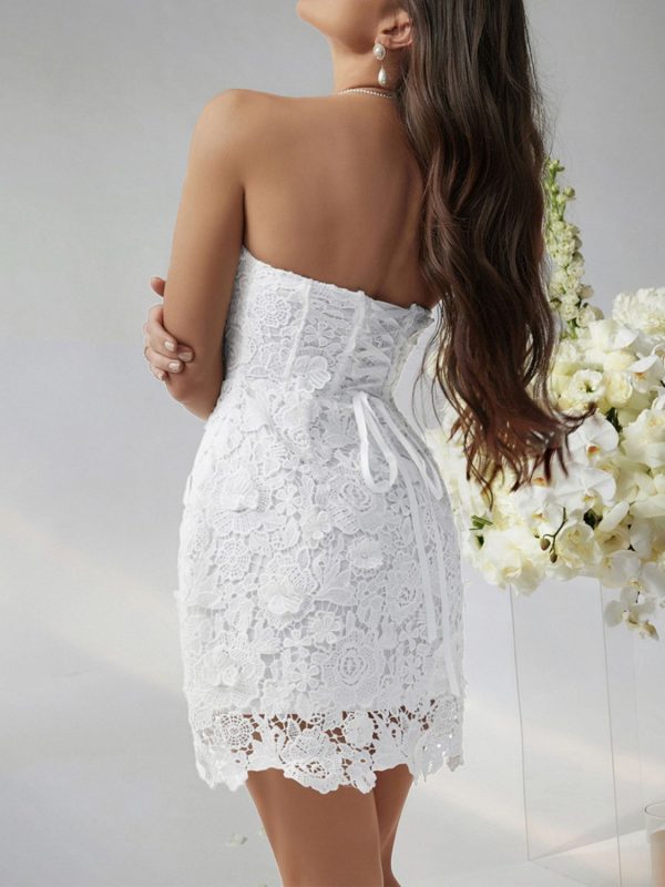 Devine Lace-Up Tube Lace Mini Dress on Sale - Image 2
