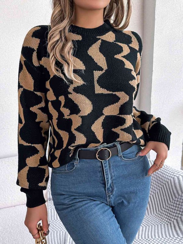 Round Neck Long Sleeve Sweater For Sale - Image 4