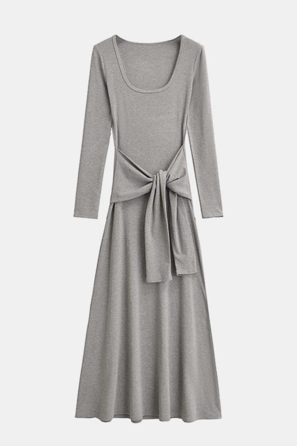 Basic Bae Tied Scoop Neck Long Sleeve Maxi Dress Online now - Image 5