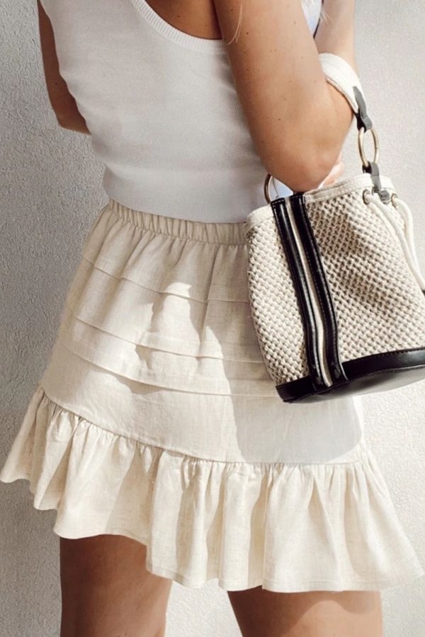 Ruffled Hemline Elastic Waist Mini Skirt Online Hot Sale - Image 4