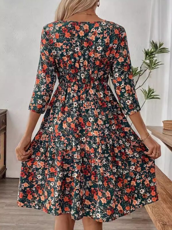 Frill Floral Round Neck Dress Online - Image 3