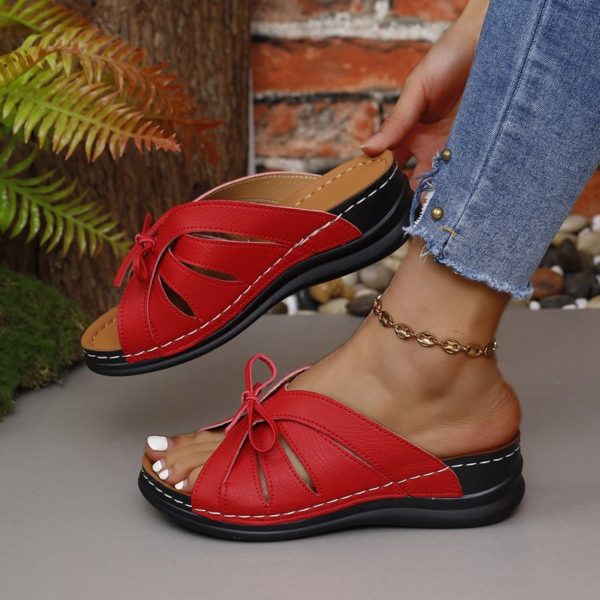 Tied Open Toe Low Heel Sandals Supply - Image 4