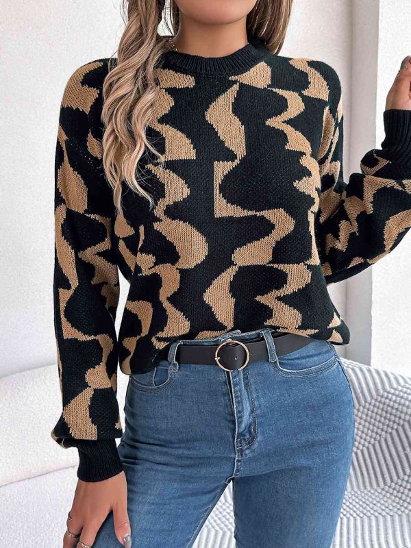 Round Neck Long Sleeve Sweater For Sale - Image 5