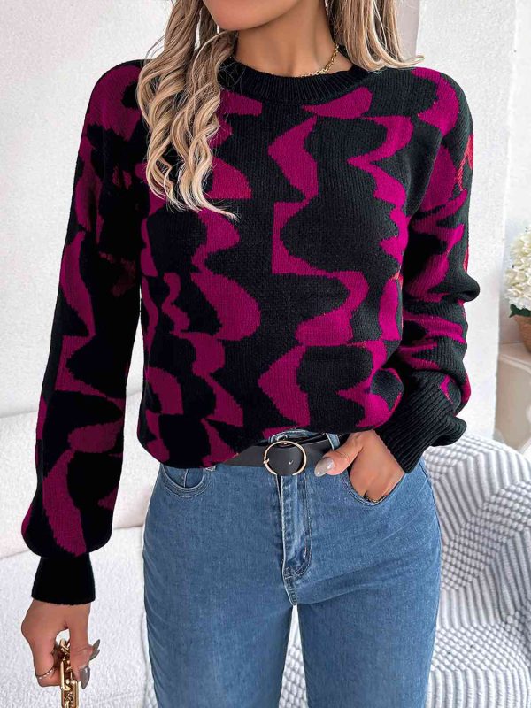 Round Neck Long Sleeve Sweater For Sale