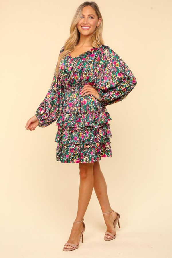 Haptics V-Neck Satin Floral Layered Dress Hot on Sale - Image 3