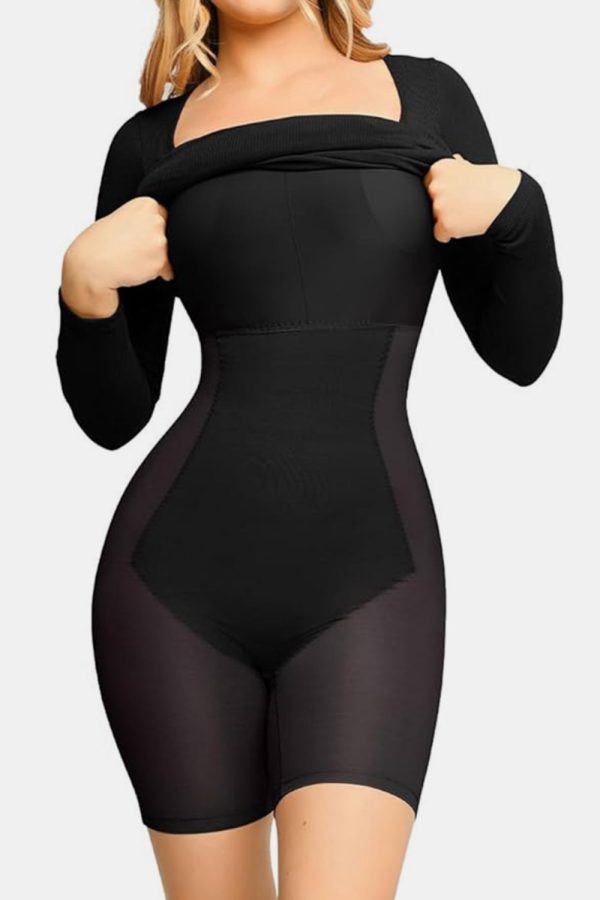 Basic Bae Full Size Built-In Shapewear Square Neck Long Sleeve Dress Supply - Image 2