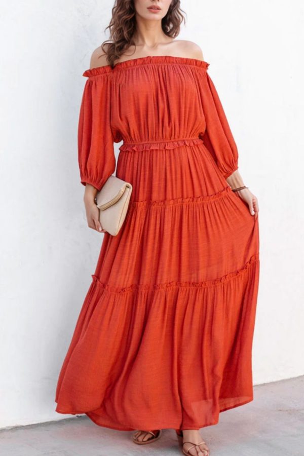 Cutout Frill Off-Shoulder Maxi Dress Online