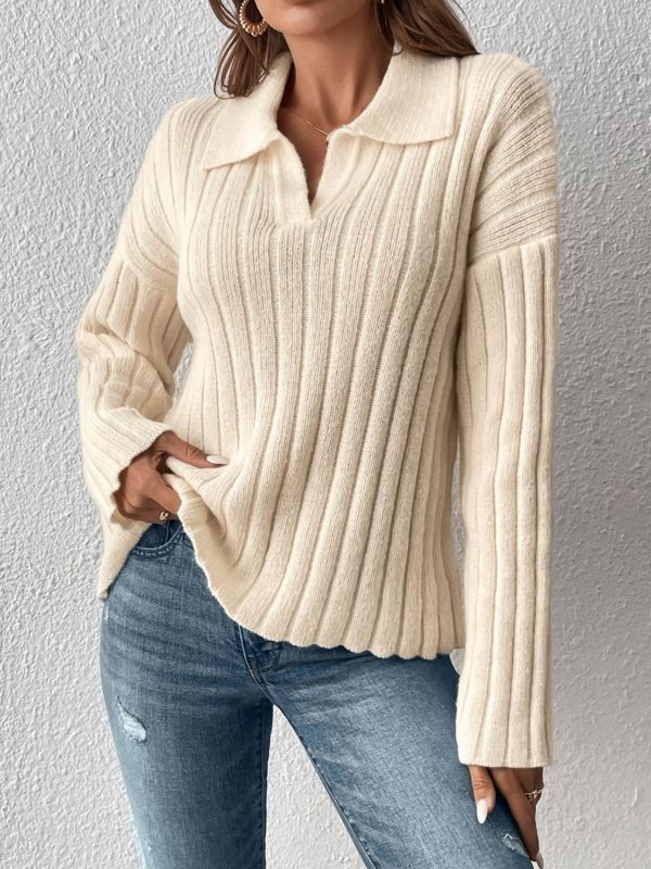 Johnny Collar Long Sleeve Sweater Online