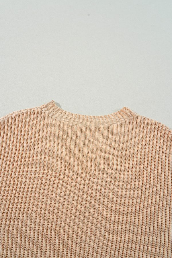 Side Slit Round Neck Long Sleeve Sweater Online - Image 3