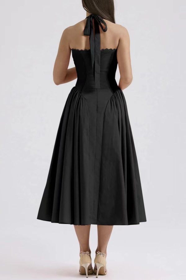 Ruched Halter Neck Midi Dress For Discount - Image 4