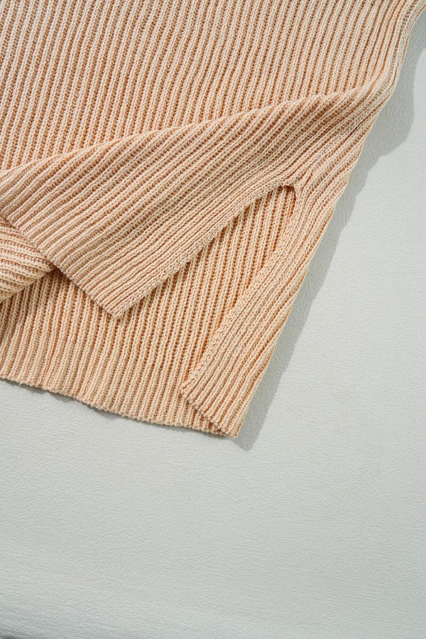 Side Slit Round Neck Long Sleeve Sweater Online - Image 4